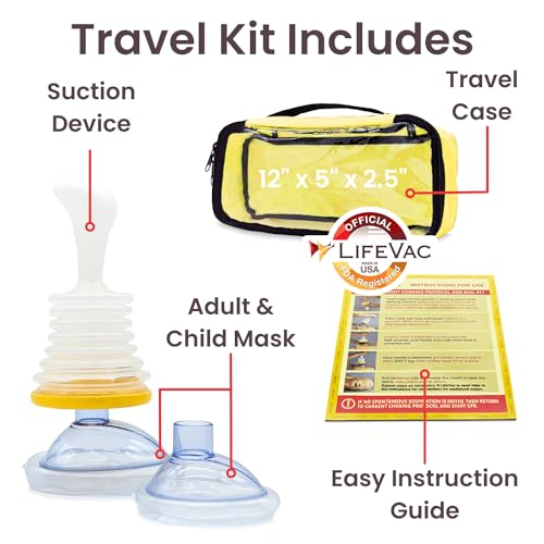 LifeVac Yellow Travel Kit - Portable Suction Rescue Device, First Aid Kit for Kids and Adults, Portable Airway Suction Device for Children and Adults