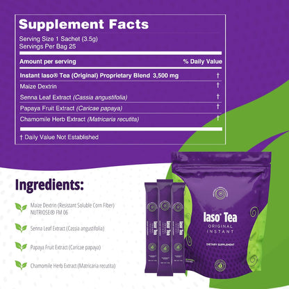 Total Life Changes Iaso Instant Tea (Original) - Convenient Cleansing Tea for a Balanced Lifestyle, Gentle & Refreshing, 25 Sachets, Pack of 2