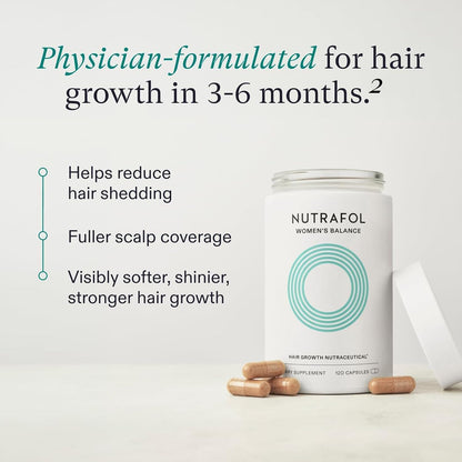 Nutrafol Women's Balance Hair Growth Supplements - Ages 45 and Up - For Visibly Thicker Hair and Scalp Coverage in 3-6 Months - 1 Month Supply Refill Pouch