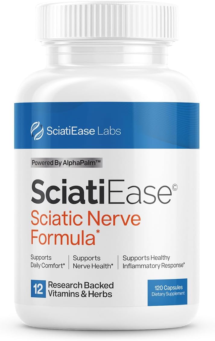 Sciatic Nerve Health Support Supplement - Nerve Support Formula with AlphaPalm, Pea, Vitamin B Complex, Alpha Lipoic Acid 300mg - 120 Capsules