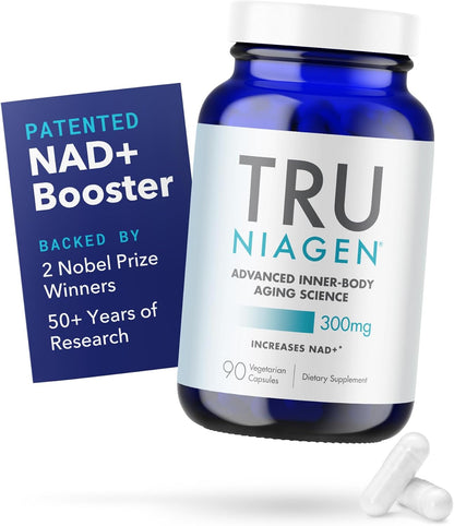 TRU NIAGEN Patented NAD+ Supplement for Anti Aging and Cell Regeneration, 300 mg Niagen, 90 Servings | Supports Cellular Energy, Brain, Muscle | Nicotinamide Riboside (NR) Take 1 Daily | 1 Bottle