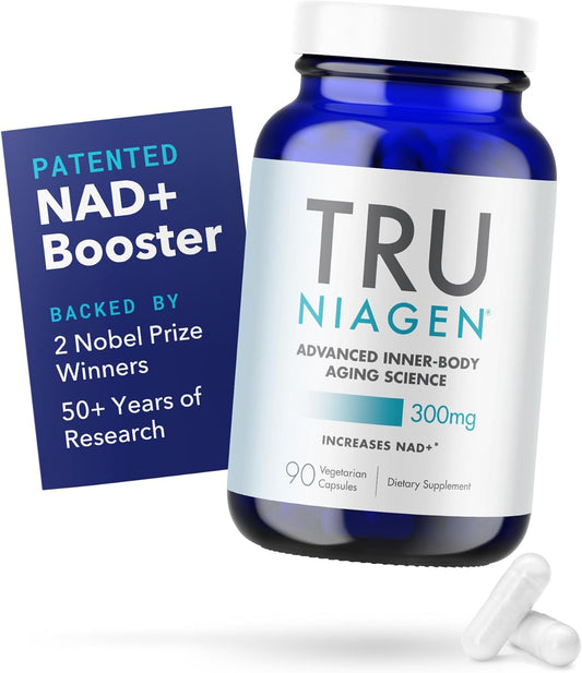 TRU NIAGEN Patented NAD+ Supplement for Anti Aging and Cell Regeneration, 300 mg Niagen, 90 Servings | Supports Cellular Energy, Brain, Muscle | Nicotinamide Riboside (NR) Take 1 Daily | 1 Bottle