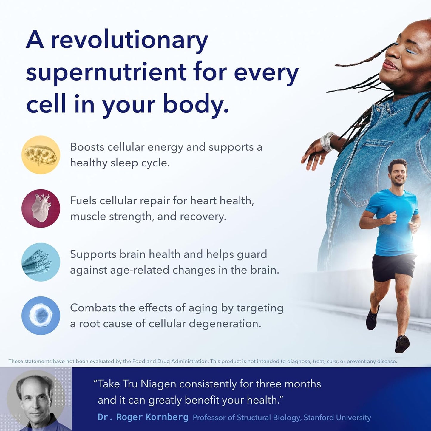 TRU NIAGEN Patented NAD+ Supplement for Anti Aging and Cell Regeneration, 300 mg Niagen, 90 Servings | Supports Cellular Energy, Brain, Muscle | Nicotinamide Riboside (NR) Take 1 Daily | 1 Bottle